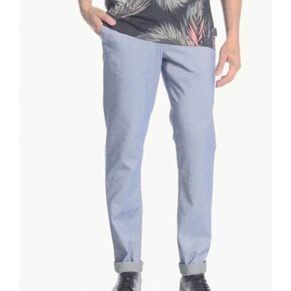 Ted Baker London Trousers Men's 40 Blue Chambray Volvek Classic Fit Woven